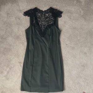 Lulu’s Olive green with black lace party dress